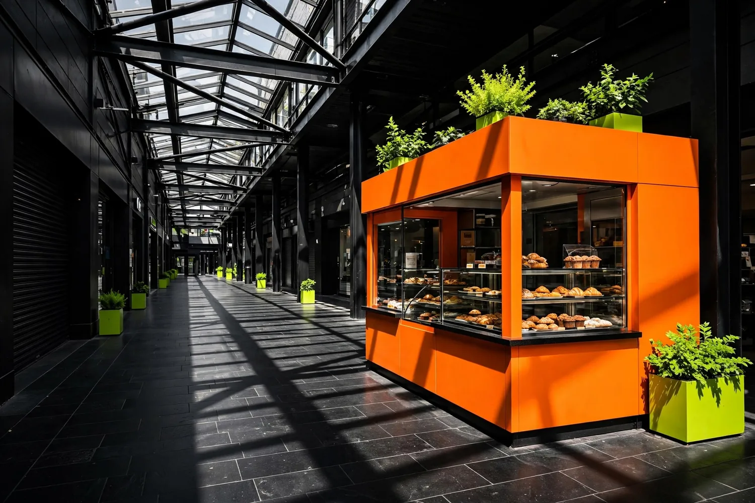 A shopping centre walkway